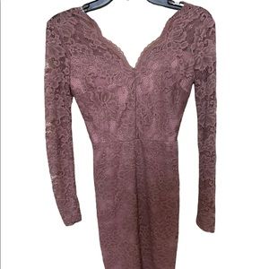 B. Darlin - Long Sleeve Lacey Formal Dress